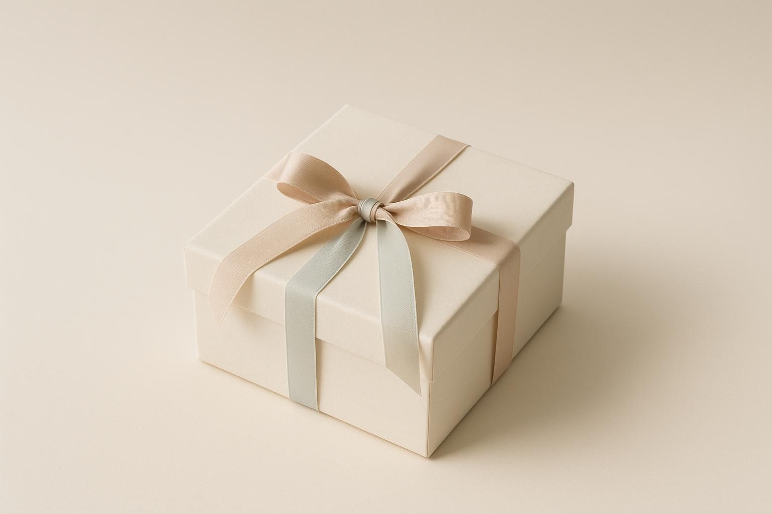 Beautifully wrapped pastel baby gift box